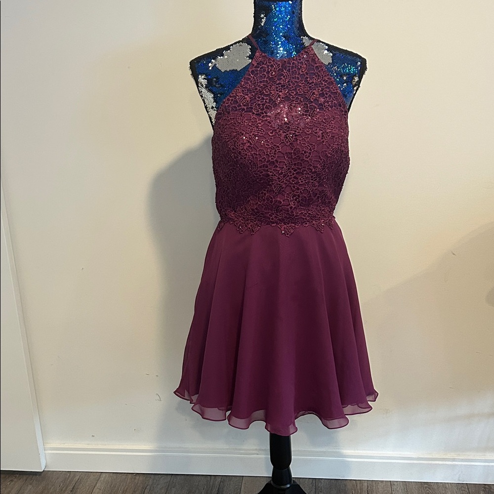 Alyce Paris Purple Backless Dress